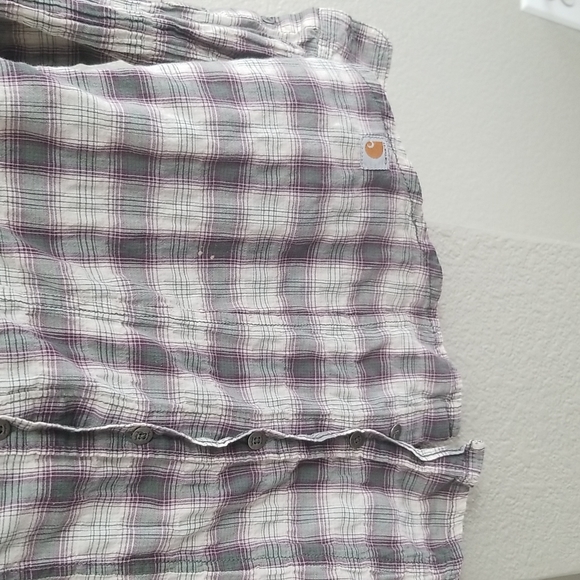 Carhartt Light Weight Button Up Plaid Shirt Size Small - Picture 5 of 9